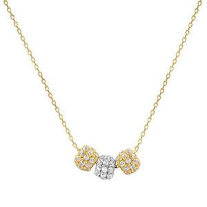 18k Solid Gold Tri Tone Tiny Chain  Necklace 18 inches CZ