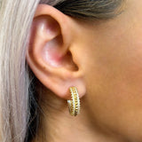 18K Solid Gold Earrings 20mm CZ