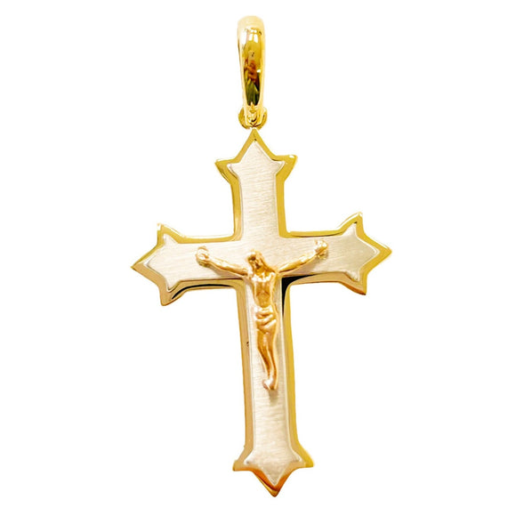 18K Multi Color Gold Jesus Crucifix  Cross Pendant