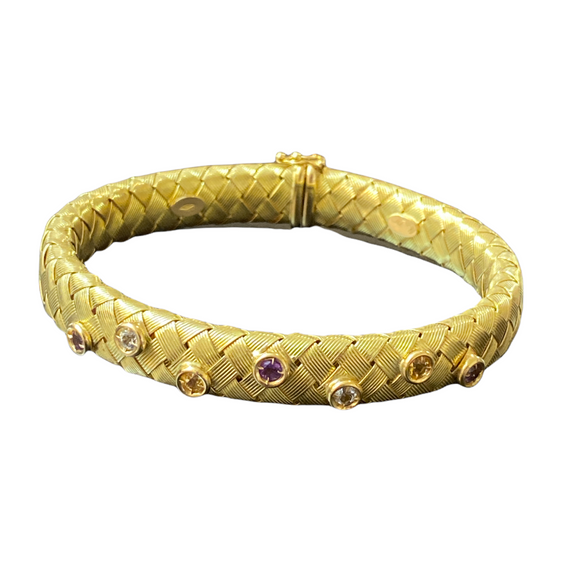 18K Solid Gold Bangle Bracelet 8 inches