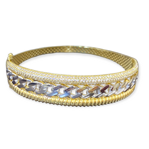 18K Gold Bangle Bracelet Cubic Zirconia